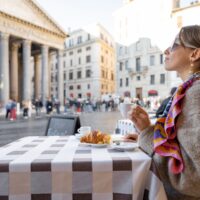 Enjoying a cup of italian coffee