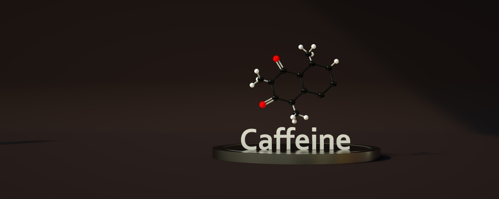 Caffeine in coffee vs energy drinks. Picture of caffeine molecule.
