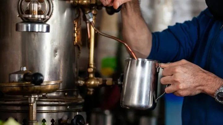 Espresso beans vs coffee beans. Antique espresso machine