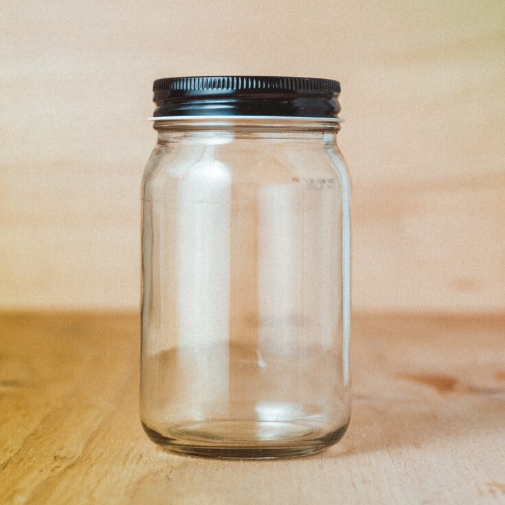 Mason jar for mixing the ingredients together for iced white mocha.