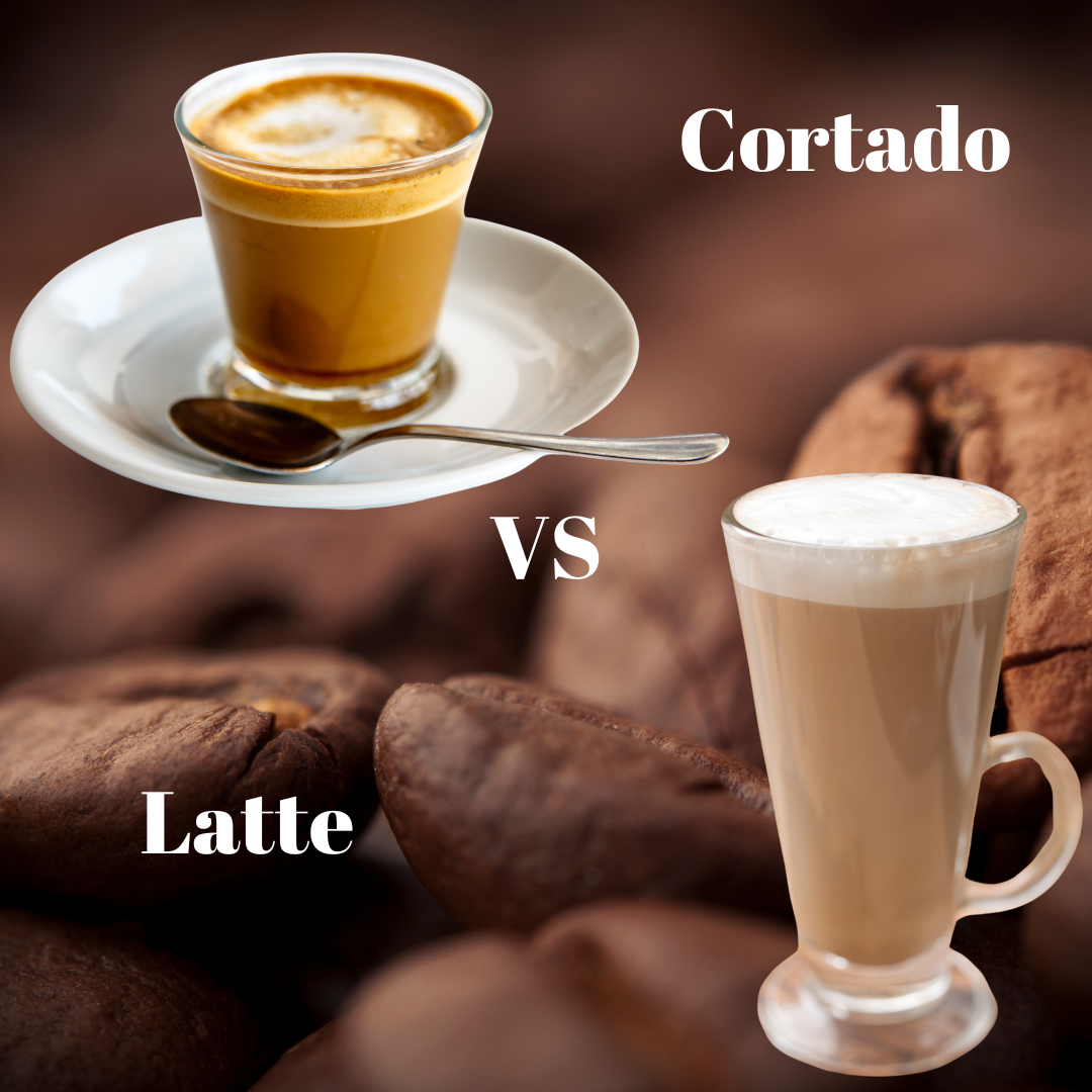 Image of a Cortado and a latte. Cortado vs Latte: Which One is Right For You?