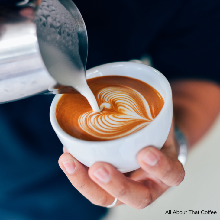 Picture of barista making latte art. Frappe vs Latte
